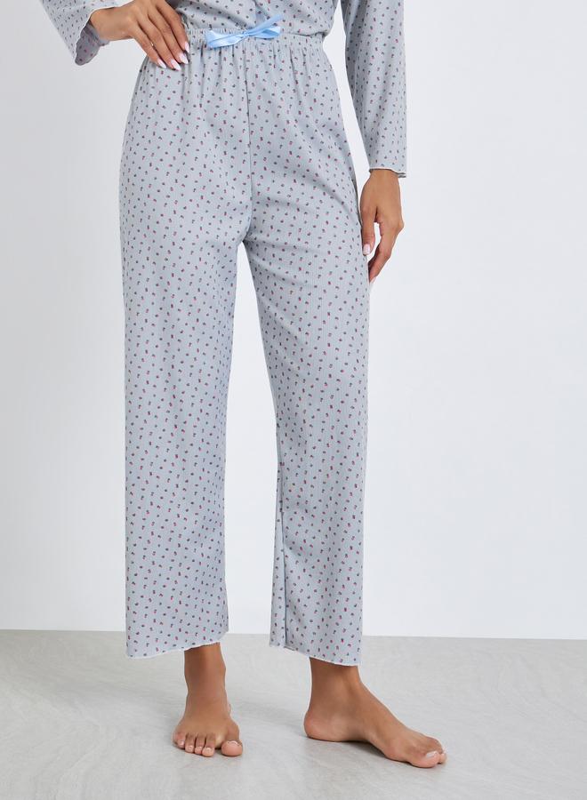 Styli Ditsy Print Top and Pyjama Set - Image 4